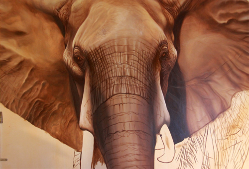 peinture éléphant taille réelle