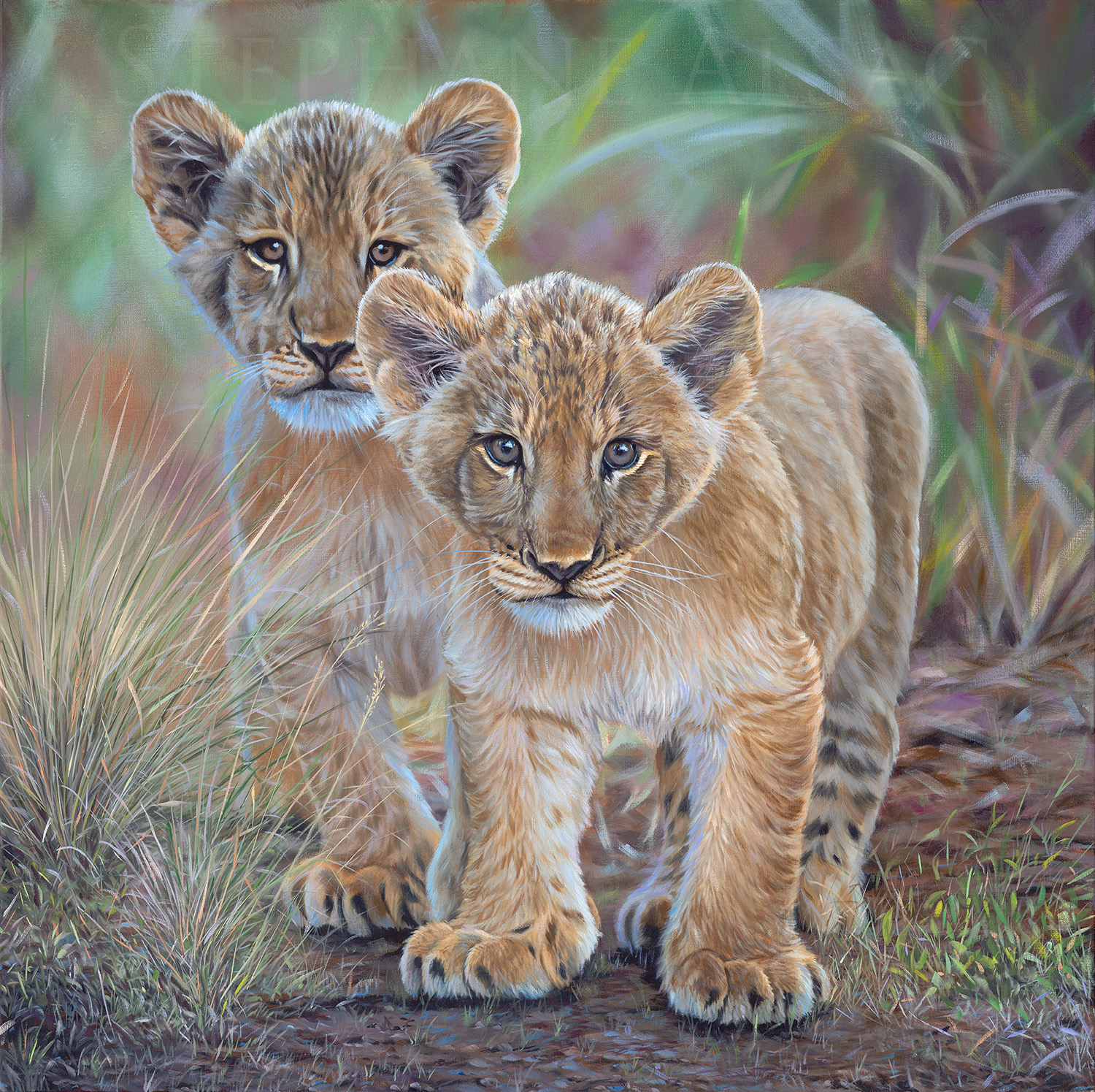 painting-lion-cubs-oil-canvas-artist-alsac