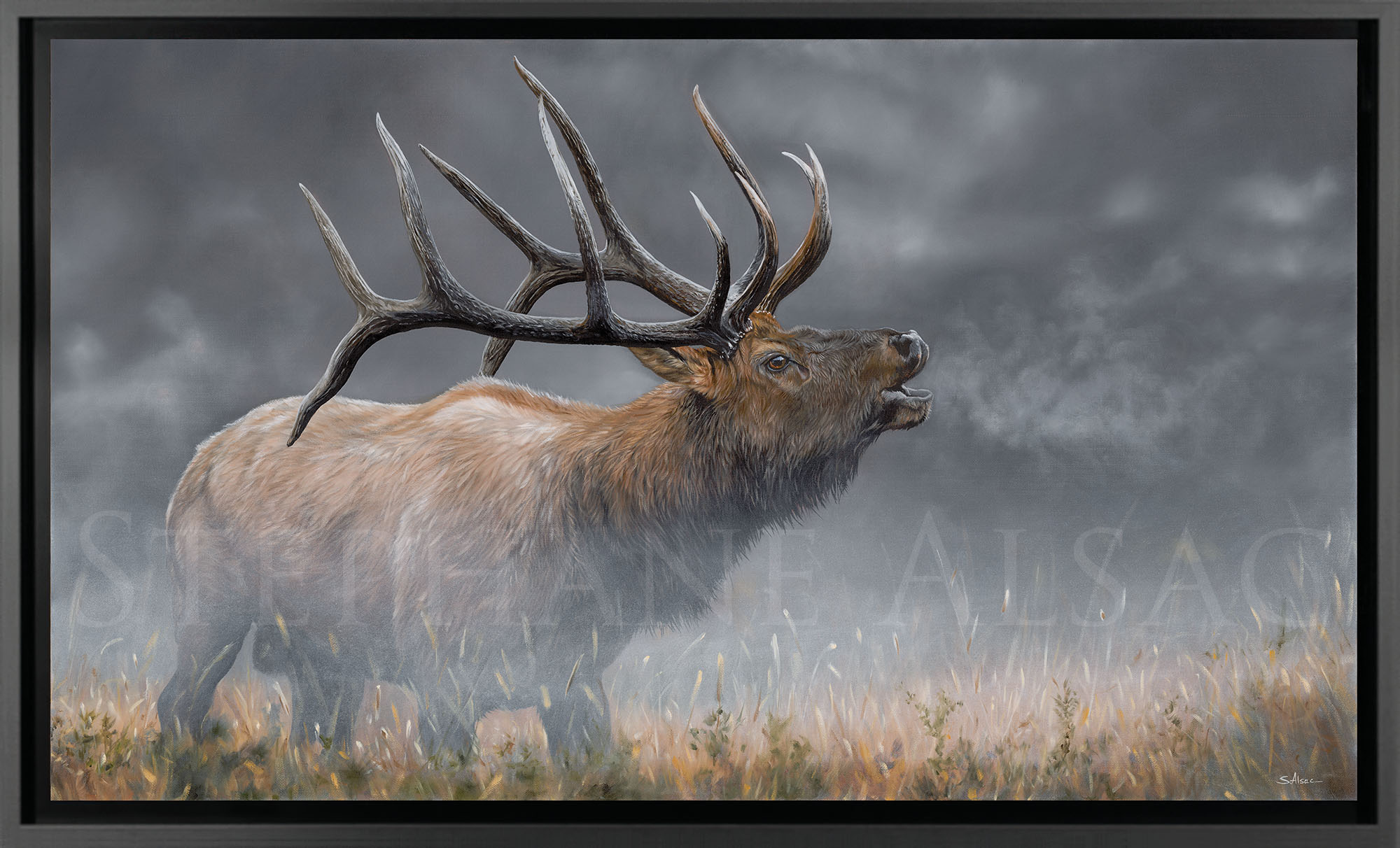 painting-artwork-giglee-elk-wapiti-bugle-hunting