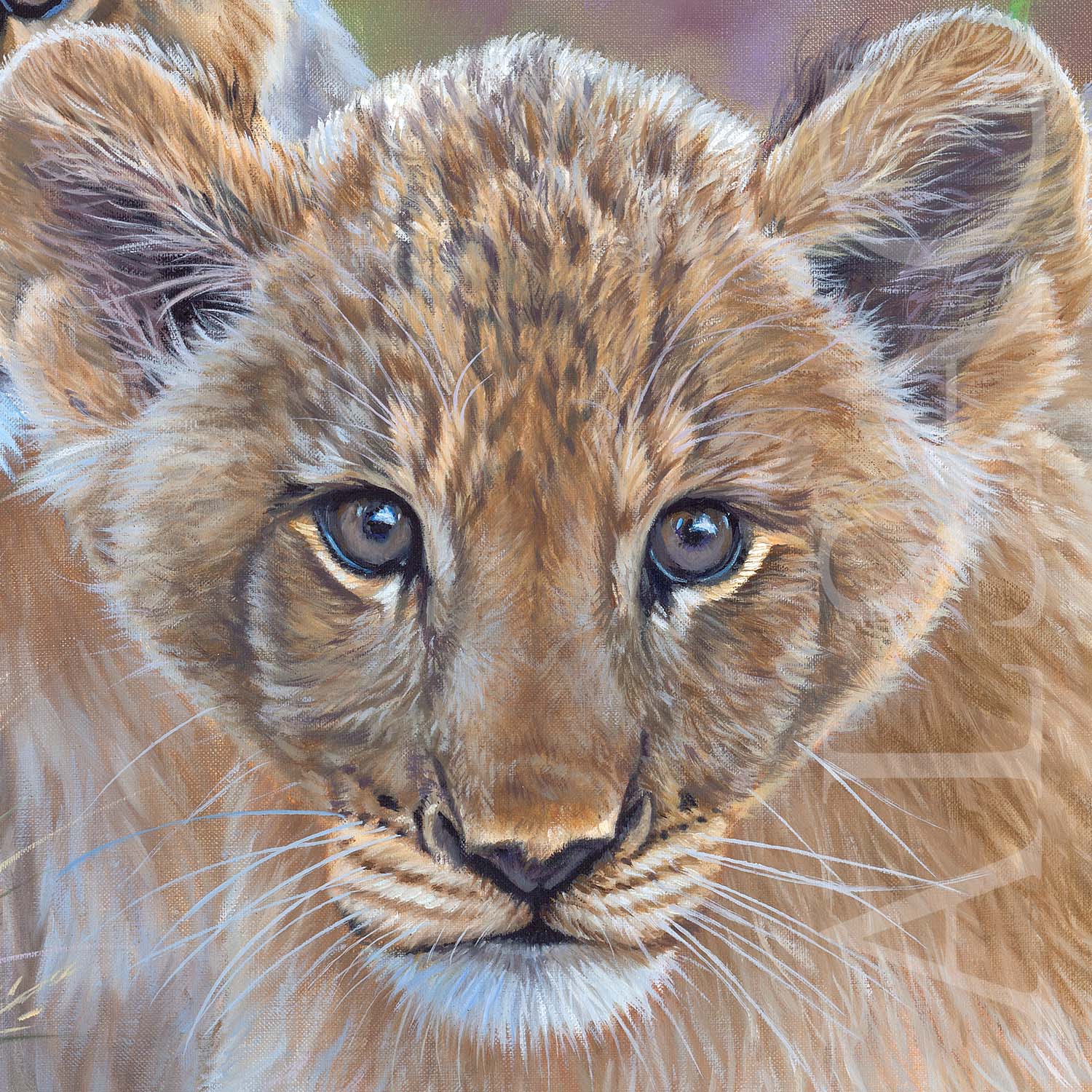 tableau-peinture-animaux-afrique-felins-lionceaux-realiste-artiste-animalier