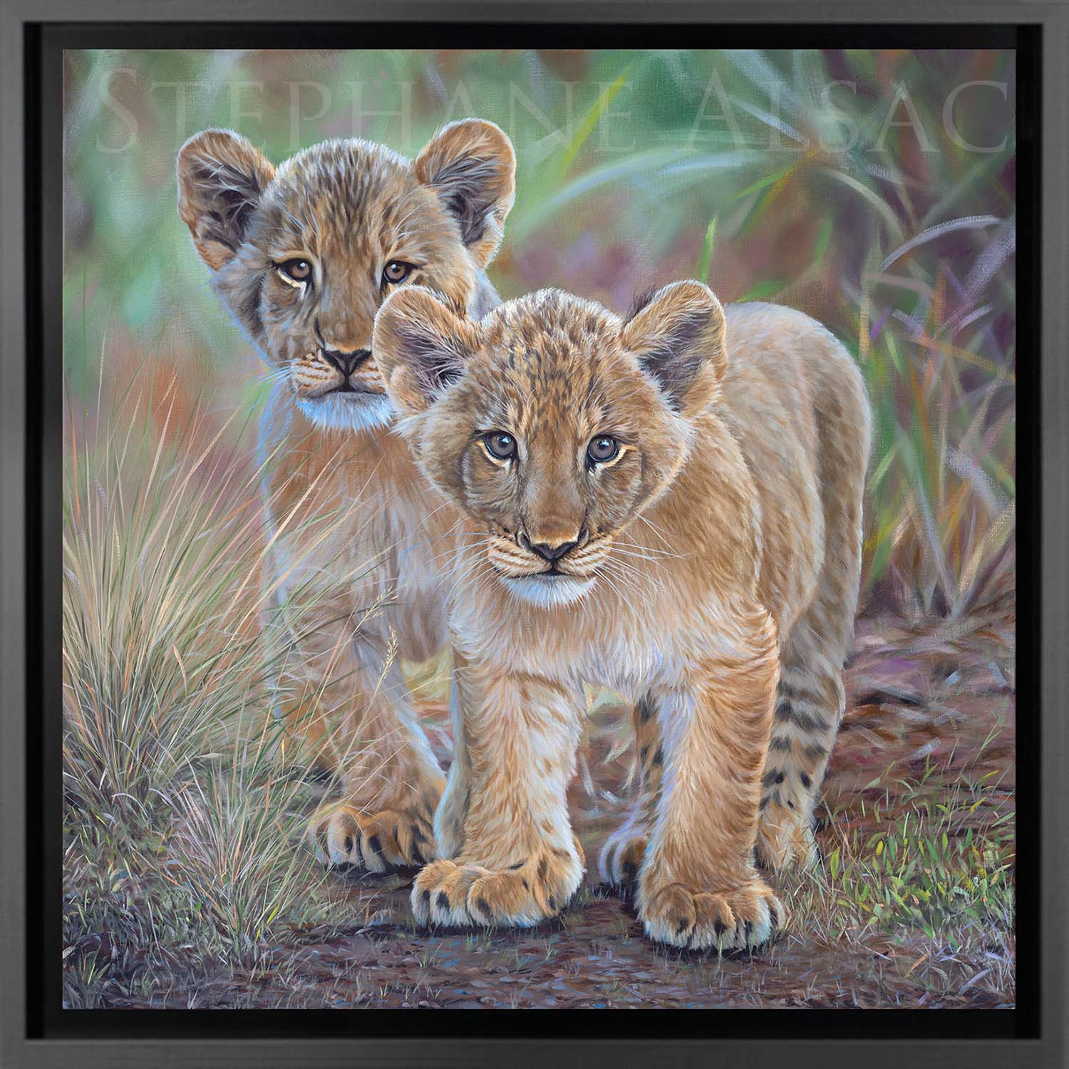 tableau-peinture-huile-realiste-lionceaux-felins-afrique-moderne