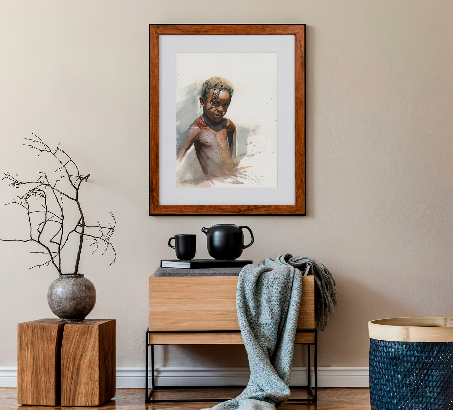 interior-design-ethnic-decor-portrait-painting-african-girl-safari