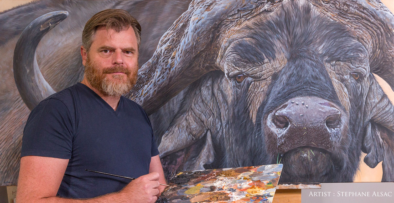 hyper-realistic-wildlife-artist-african-animal-painter-stephan-alsac-buffalo