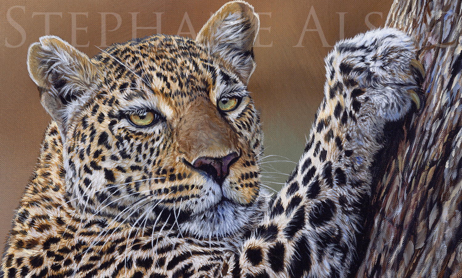 portrait-peinture-grand-tableau-leopard-panthere-arbre