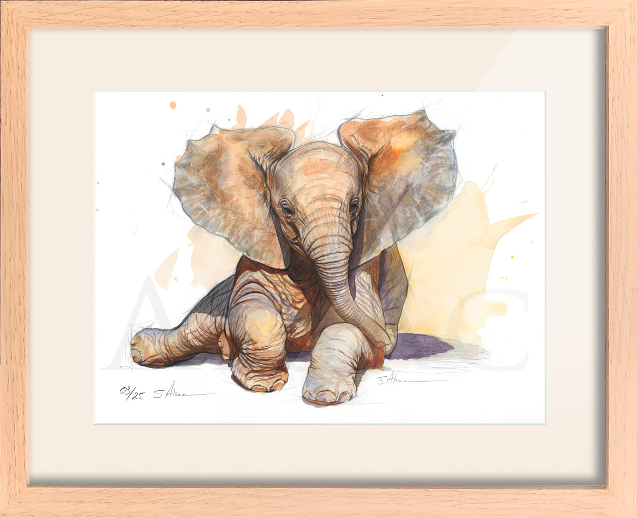 cadre-tableau-dessin-petit-bebe-elephant-cadeau-naissance