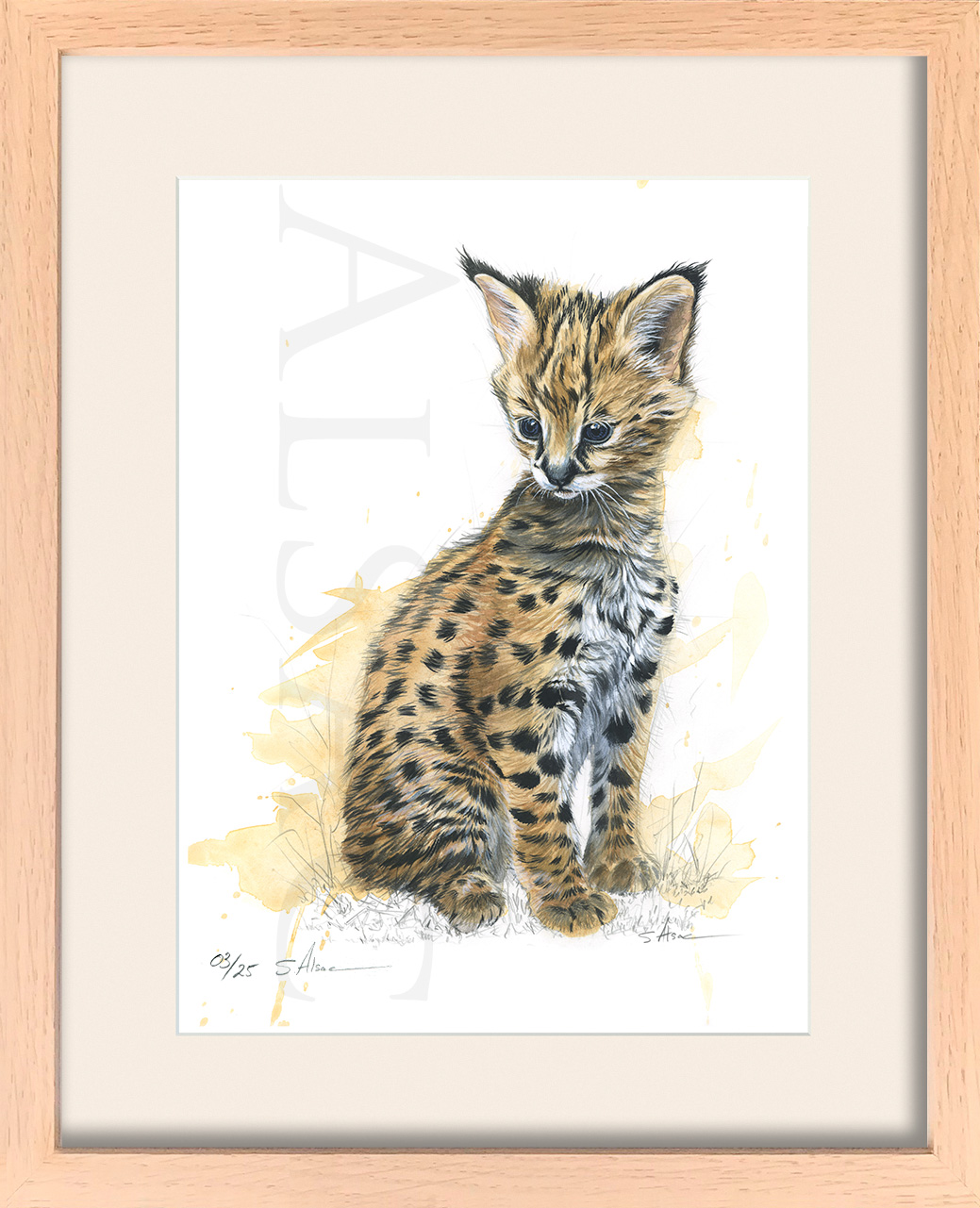 cadre-tableau-dessin-petit-bebe-serval-cadeau-naissance