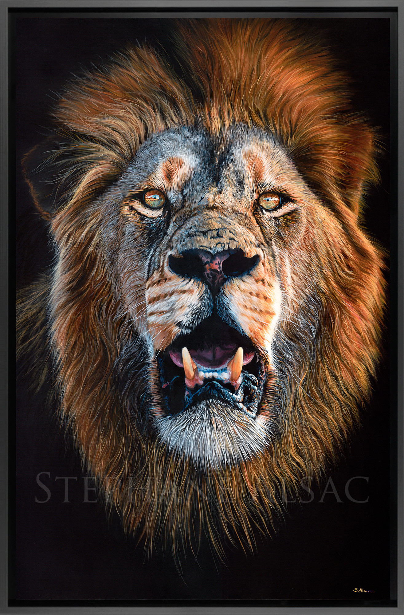 tableau-portrait-lion-peinture-realiste-oeuvre-art-animalier