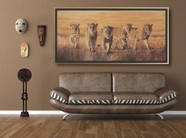 The-Wild-Bunch-peinture-lions-cadre-deco-salon
