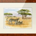 cadre-tableau-animaux-afrique-guepards-litho