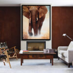 fashionable-decorating-african-living-room-painting-elephant
