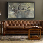 iving-room-wildlife-deer-painting-decoration-leather-chesterfield