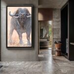 luxury-african-lodge-interior-design-decoration-cape-buffalo-painting