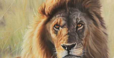 lion painting detail fur