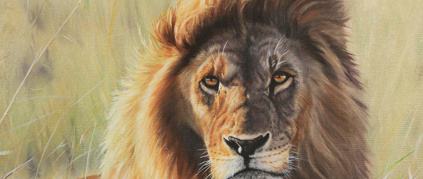 lion painting detail fur