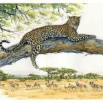 tableau-peinture-leopard-gazelles-afrique-kenya